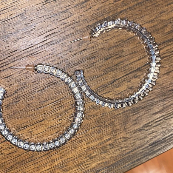 Faux bling rhinestone fashion hoops earrings - Picture 9 of 12